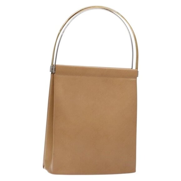 CARTIER Trinity Hand Bag Leather Beige Gold Auth 138916 - Picture 1 of 16